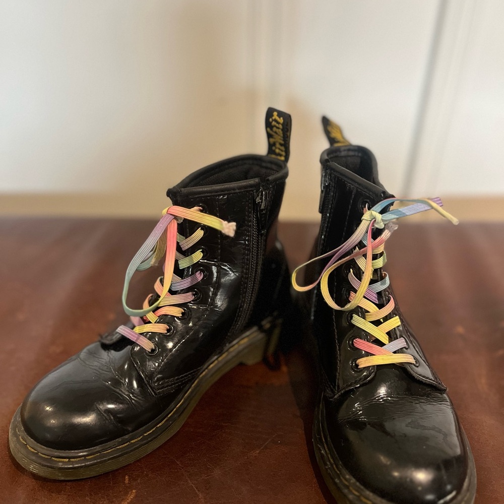 Dr. Martens Airwair Black Boots with Rainbow Laces